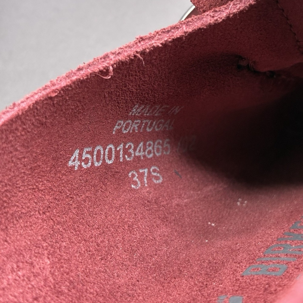 Birkenstock Buckley Shearling Suede Clog Mule Burgundy Maroon EU 37 Narrow - Picture 11 of 13